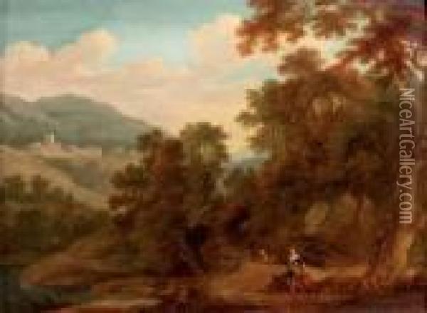 A Mountainous Wooded Landscape Oil Painting - Gaspard Dughet Poussin