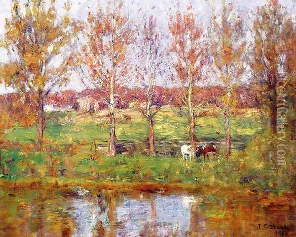 Cows by the Stream 1895 Oil Painting - Theodore Clement Steele