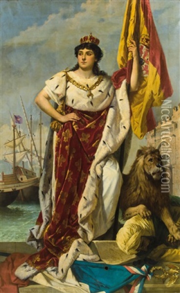 Isabel Ii Of Spain Oil Painting - Antonio Ermolao Paoletti