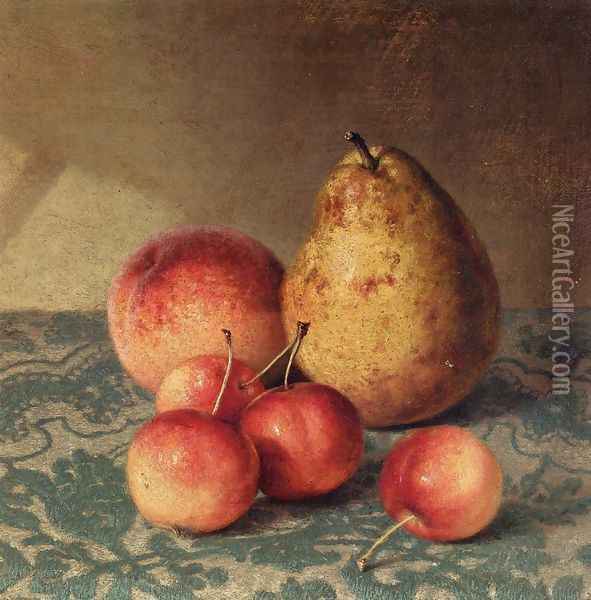 Pear, Peach and Cherries Oil Painting - Robert Spear Dunning