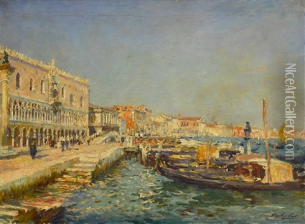 Palais Des Doges A Venise Oil Painting - Julien Gustave Gagliardini