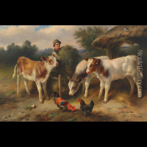 The Home Farm Oil Painting - Walter Hunt