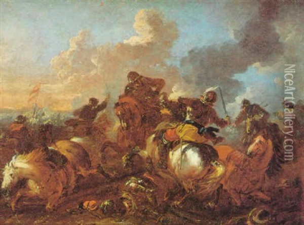 Batalla Oil Painting - Jacques Courtois