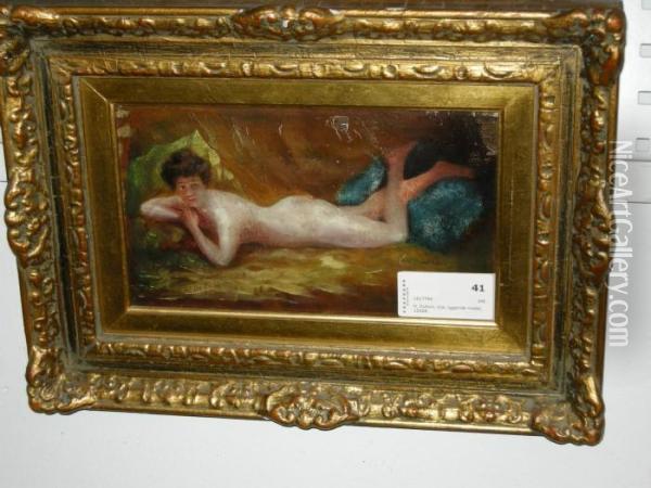 Liggande Modell Oil Painting - Hippolyte Henri P. Dubois