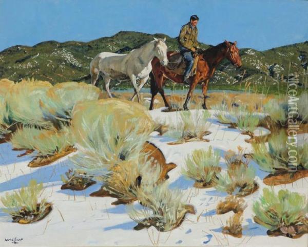 Across The Arroyo Oil Painting - Walter Ufer