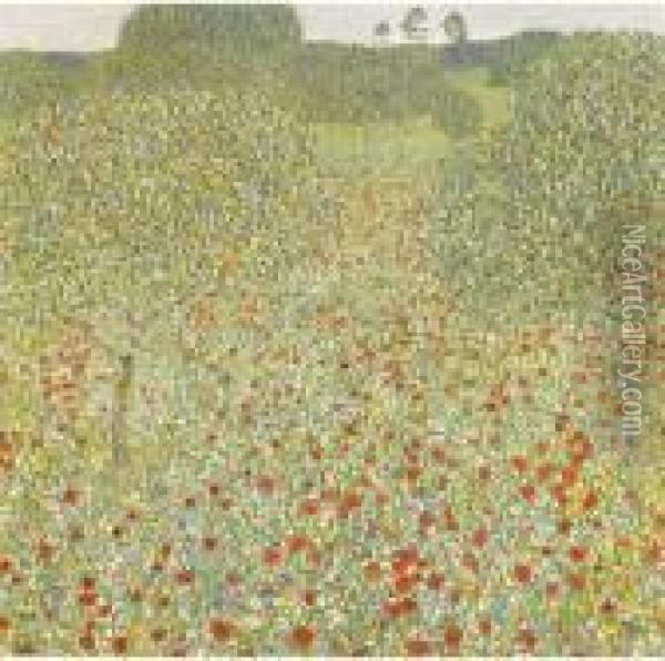 Poppy Field Oil Painting - Gustav Klimt
