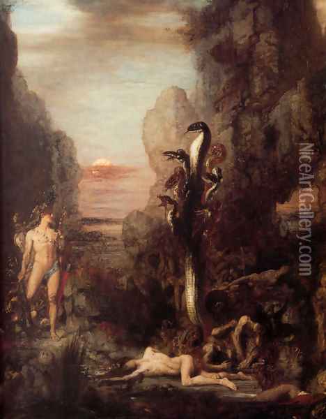 Hercules and the Lernaean Hydra 1869-76 Oil Painting - Gustave Moreau