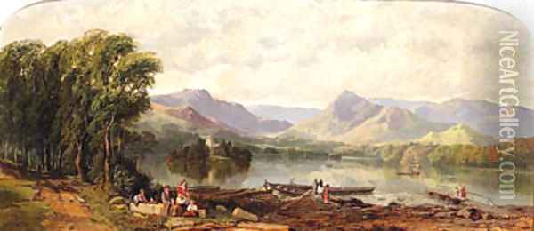Derwentwater Looking Towards Newlands, Cumbria Oil Painting - George W. Pettitt
