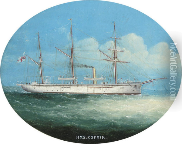 The Royal Navy's Screw Gunboat H.m.s. Oil Painting - de Simone Tommaso