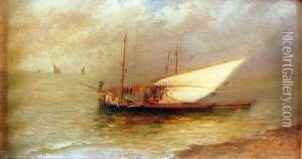 Barche Di Pescatori Oil Painting - Elviro Raimondi