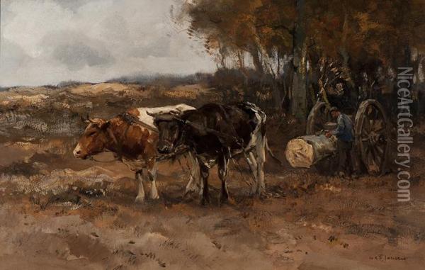 The Transport Of A Tree Trunk Oil Painting - Willem George Fred. Jansen