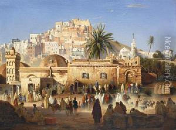 La Mosquee El-macolla Porte Bab-el-oued Alger Oil Painting - Antoine Edmond Joinville
