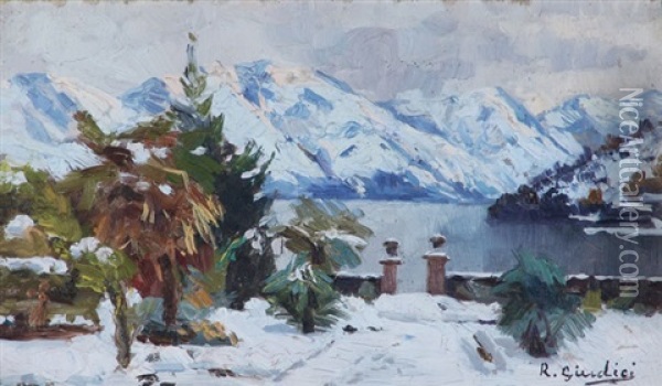Paisaje Nevado - Italia Oil Painting - Rinaldo Giudici