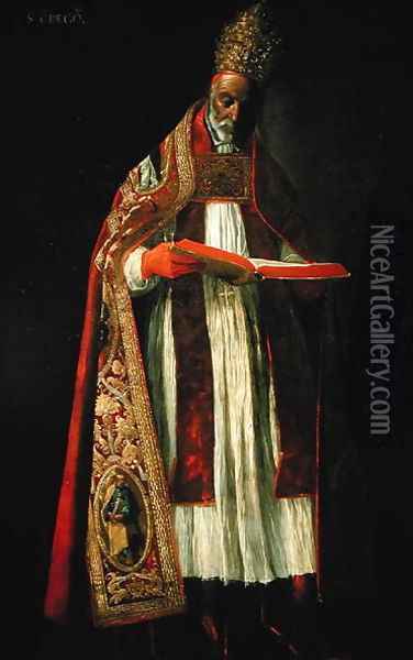 St. Gregory the Great (c.540-604) Oil Painting - Francisco De Zurbaran
