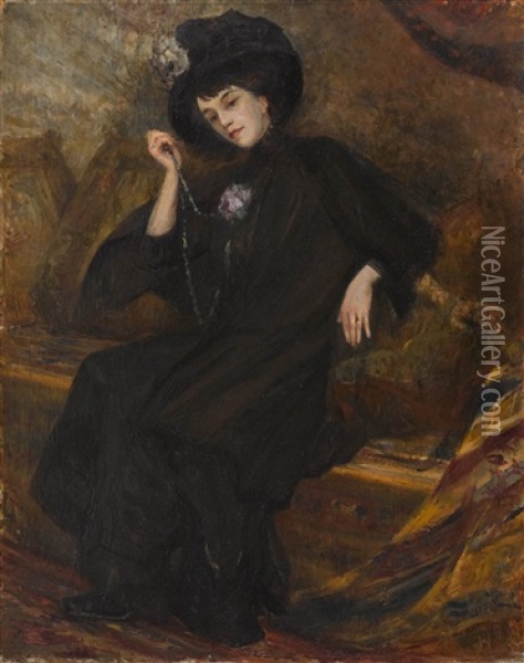 Sitzende Dame Oil Painting - Thomas Theodor Heine