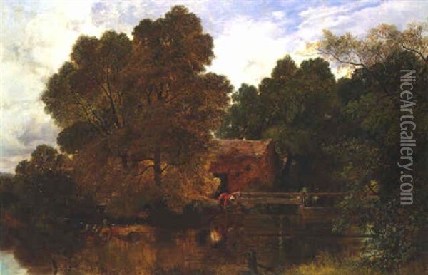 Fetching Water Oil Painting - Frederick William Hulme