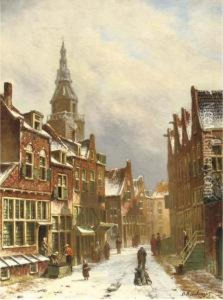 A Snow Covered Street Oil Painting - Oene Romkes De Jongh