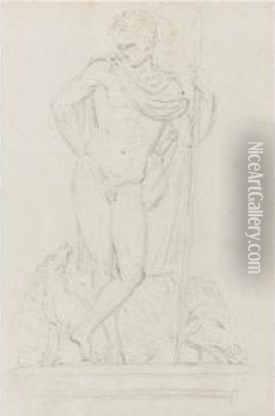A Group Of Sketchbook Pages With Male Figures After Theantique Oil Painting - Joseph Nollekens