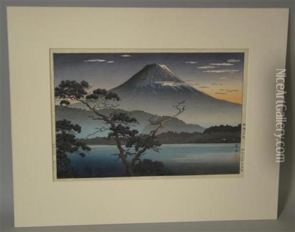 Tamagawa River By Moonlight Oil Painting - Utagawa or Ando Hiroshige