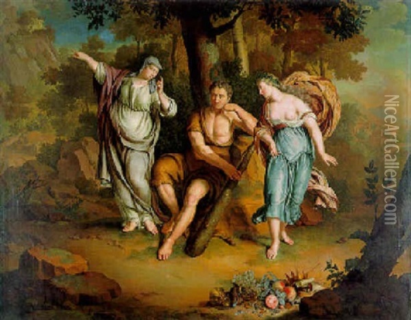 Hercules At The Crossroads Oil Painting - Frans van Mieris the Younger