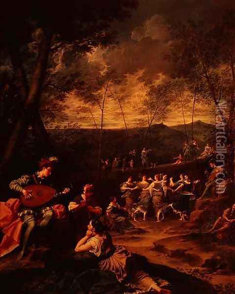 Pastoral Idyll, Dance of the Nymphs c.1725 Oil Painting - Donato Creti