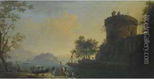 An Italianate Landscape, With The Tomb Of The Plautii Oil Painting - Thomas Patch