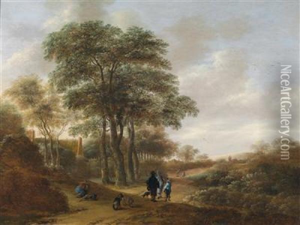 A Landscape With Travellers Oil Painting - Pieter Jansz. van Asch