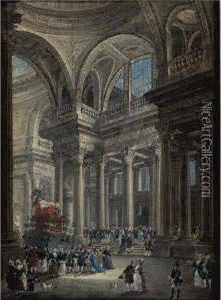 View Of The Pantheon After The Transfer Of Voltaire's Ashes Oil Painting - Pierre-Antoine Demachy