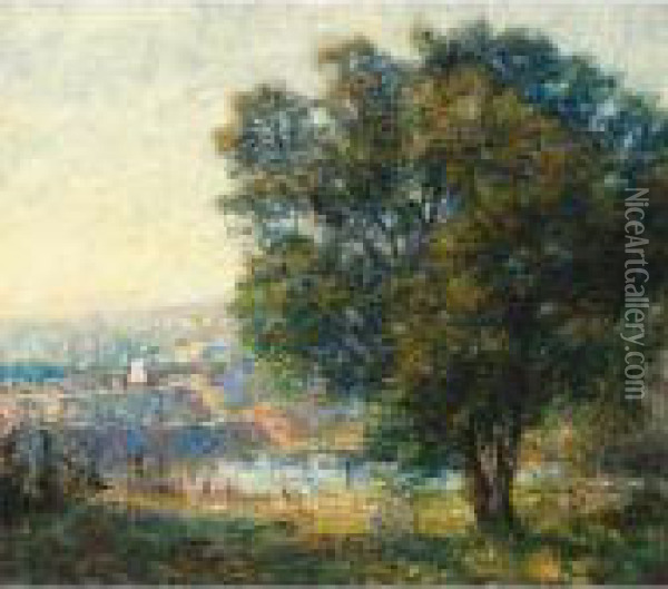 Yarra River From Kensington Road, South Yarra Oil Painting - Frederick McCubbin