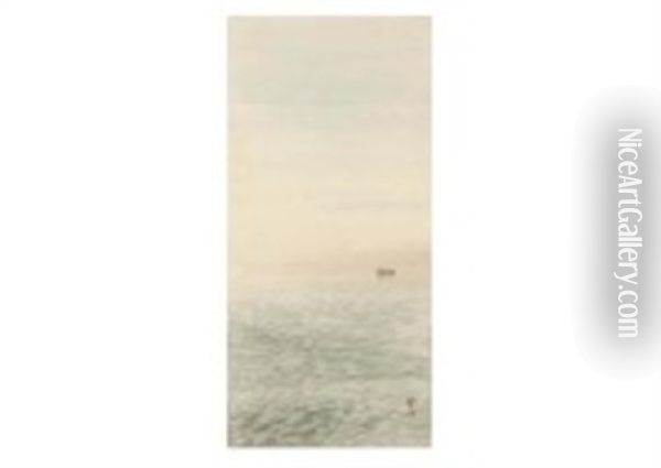 On The Sea Oil Painting - Kogetsu Saigo