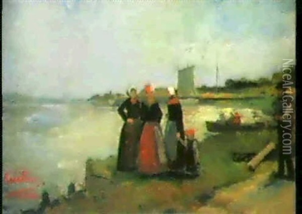 Das Gesprach Am Strand Oil Painting - George Hendrik Breitner