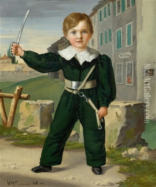 Portrait Of A Boy In Uniform Oil Painting - Johann Caspar Weidenmann