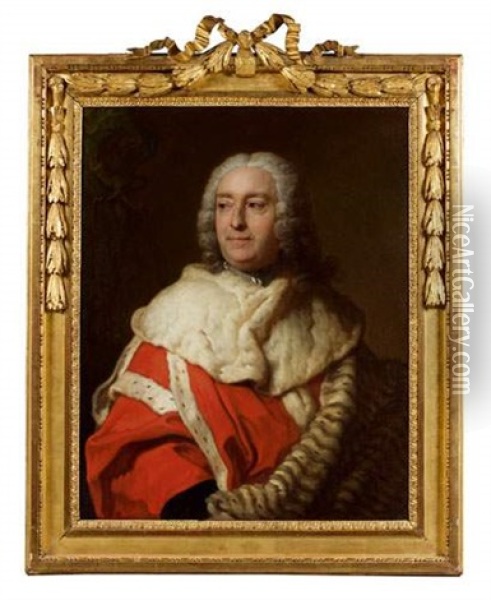 Portrait De Monsieur De Motteville, 1er President Au Parlement De Rouen Oil Painting - Louis Michel van Loo