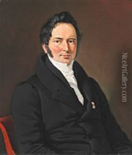 Portrait Of Adam Oehlenschlager Oil Painting - Christian Albrecht Jensen