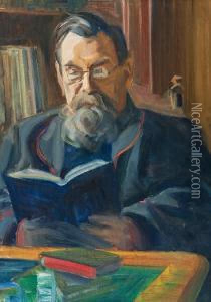 Portrait Of August Ahlqvist Oil Painting - Ali Munsterhjelm