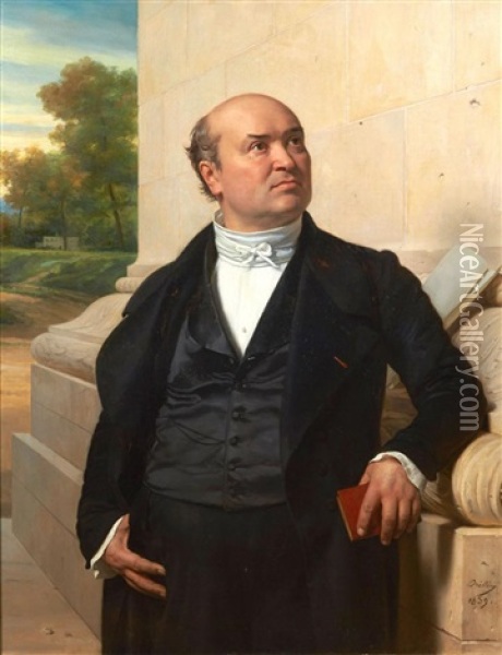 Portrait De Jean-nicolas Huyot, Architecte De L'arc De Triomphe Oil Painting - Michel Martin Drolling