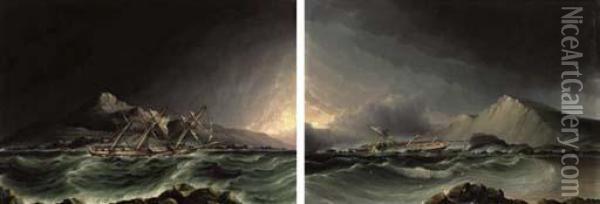 The Passing Of A Great Ship Oil Painting - James E. Buttersworth