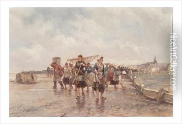 La Peche Aux Crevettes Oil Painting - Henri Chevalier