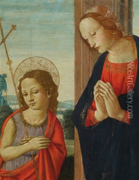 Maria Mit Christus Und Dem Johannesknaben Oil Painting -  Master of San Miniato