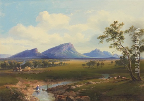 Mount Abrupt And The Grampians Oil Painting - Nicholas Chevalier