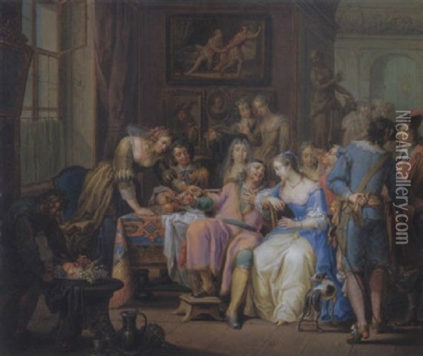 Das Fest Im Schloss Oil Painting - Franz Christoph Janneck
