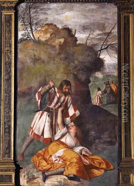 The Miracle of the Jealous Husband 2 Oil Painting - Tiziano Vecellio (Titian)