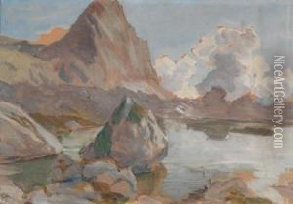 Triglavsee Oil Painting - Ernst Stohr
