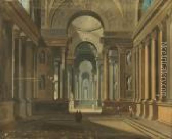 Interno Di Una Chiesa Oil Painting - Giuseppe Bernardino Bison