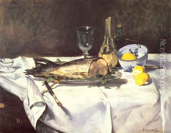 The Salmon Oil Painting - Edouard Manet