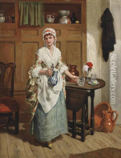 The Maid At The Inn Oil Painting - Charles Wynee Nicholls