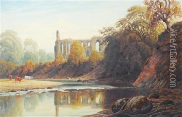 Bolton Abbey From The North Oil Painting - James L. Adams
