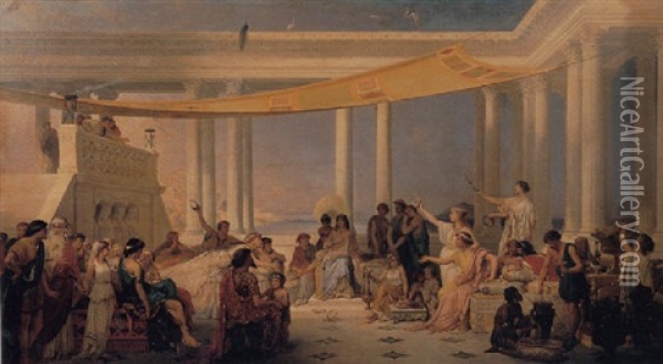 Sappho At Mitylene Oil Painting - Pierre Olivier Joseph Coomans