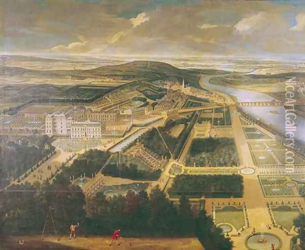 View of the Chateau and Gardens of St. Cloud Oil Painting - Etienne Allegrain