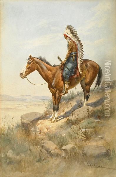The Outpost (crow Indian) Oil Painting - Herman Wendleborg Hansen